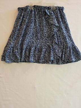 Ruffled Flirty Mini Skirt Navy Blue White Speckled Michael Kors Size Sm-Med